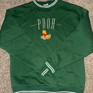 Pooh Disney Green Crewneck Sweater